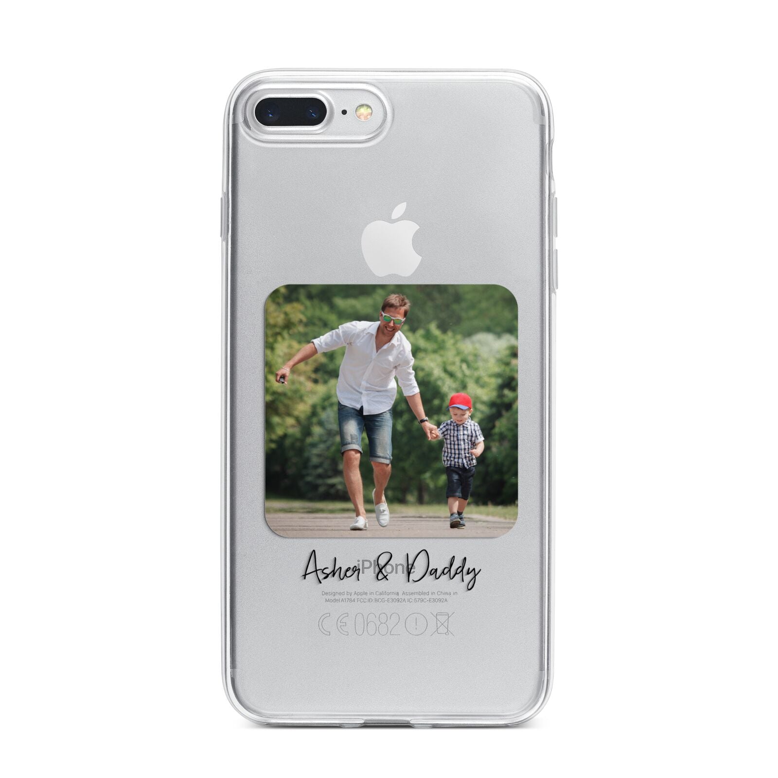 Parent and Child Photo with Text iPhone 7 Plus Bumper Case on Silver iPhone