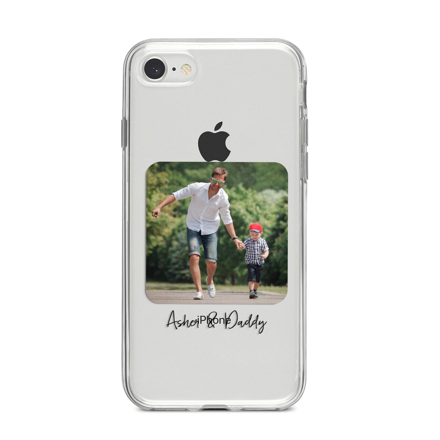 Parent and Child Photo with Text iPhone 8 Bumper Case on Silver iPhone