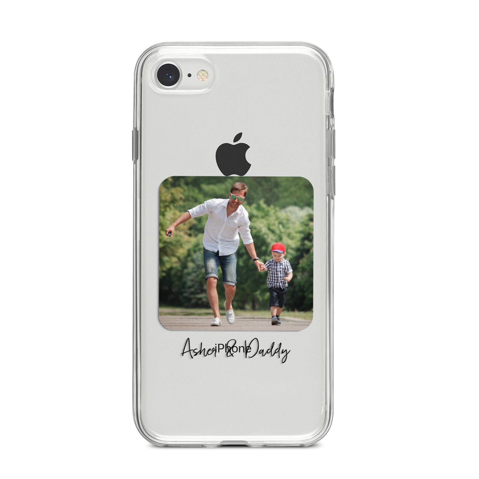 Parent and Child Photo with Text iPhone 8 Bumper Case on Silver iPhone