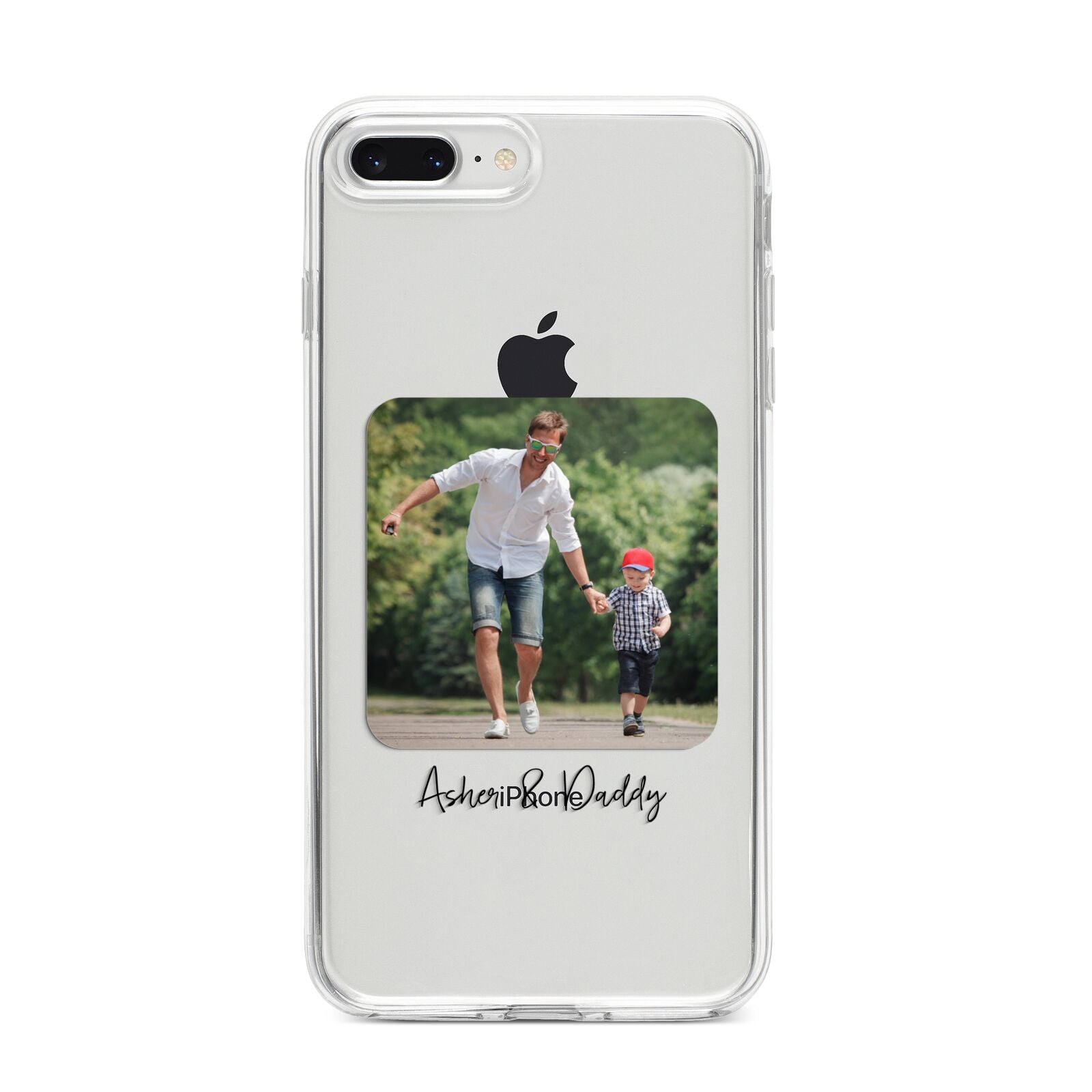 Parent and Child Photo with Text iPhone 8 Plus Bumper Case on Silver iPhone