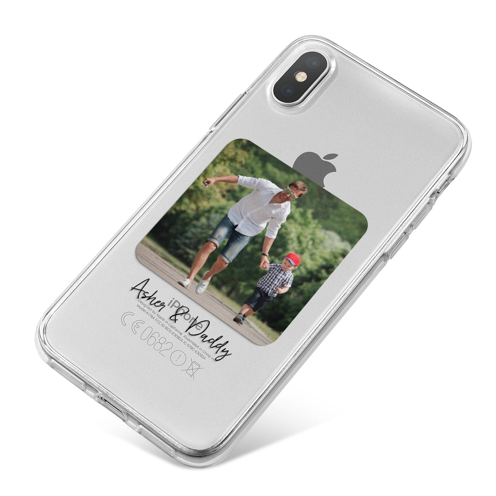 Parent and Child Photo with Text iPhone X Bumper Case on Silver iPhone