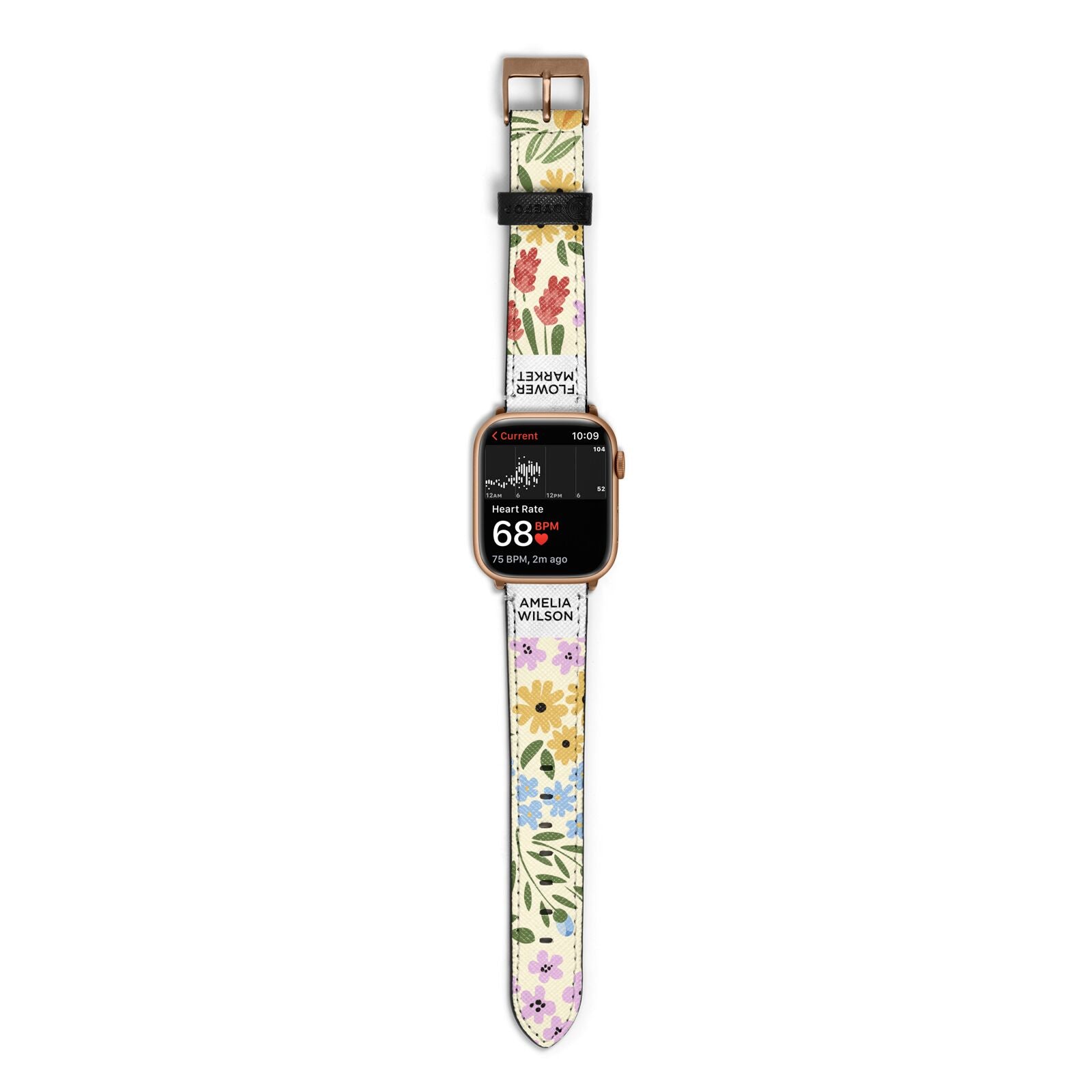 Paris Flower Market Apple Watch Strap Size 38mm with Gold Hardware