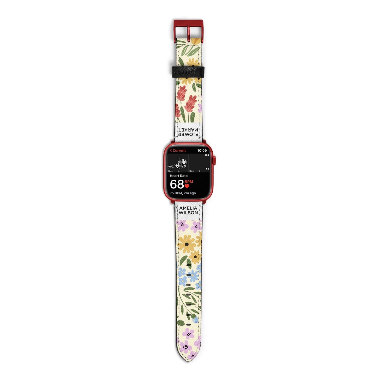 Paris Flower Market Apple Watch Strap Size 38mm with Red Hardware