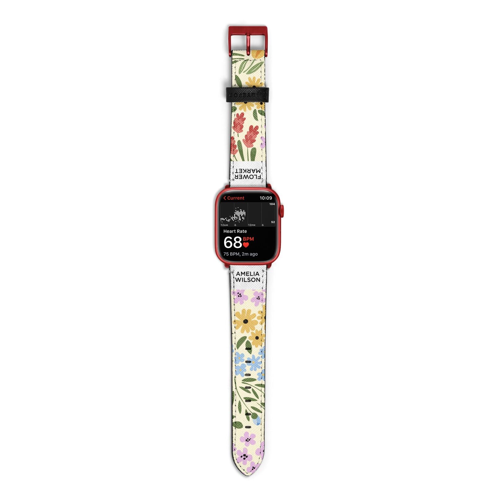 Paris Flower Market Apple Watch Strap Size 38mm with Red Hardware