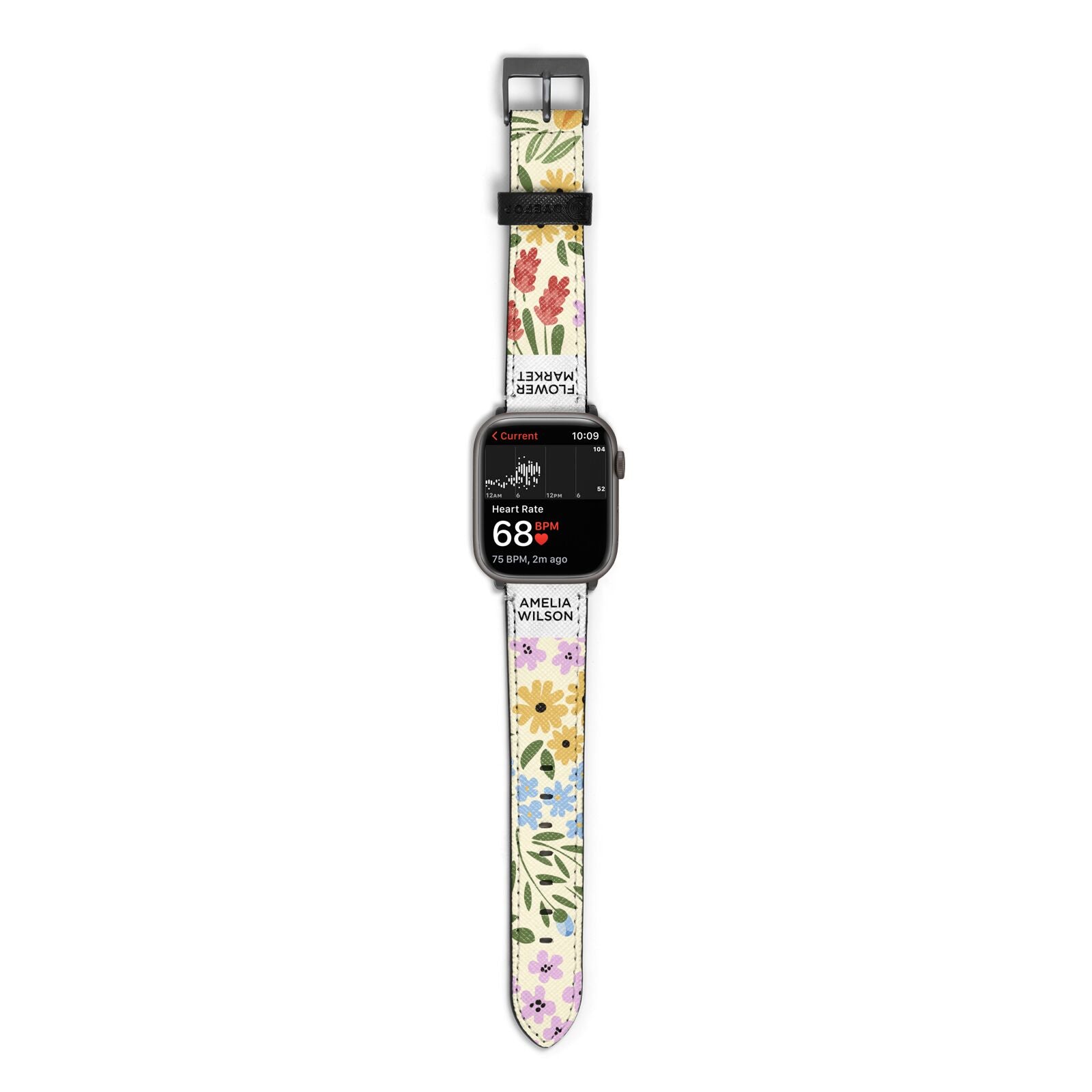 Paris Flower Market Apple Watch Strap Size 38mm with Space Grey Hardware