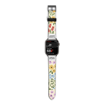 Paris Flower Market Apple Watch Strap Size 38mm with Space Grey Hardware