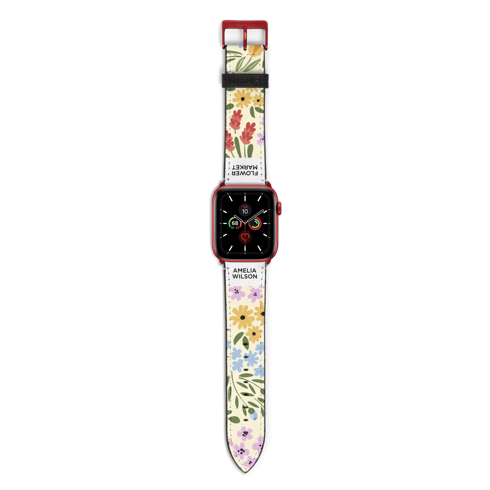 Paris Flower Market Apple Watch Strap with Red Hardware
