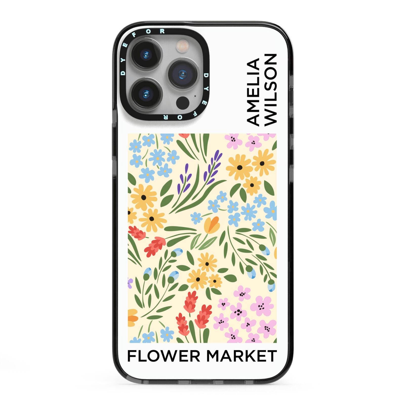 Paris Flower Market iPhone 13 Pro Max Black Impact Case on Silver phone