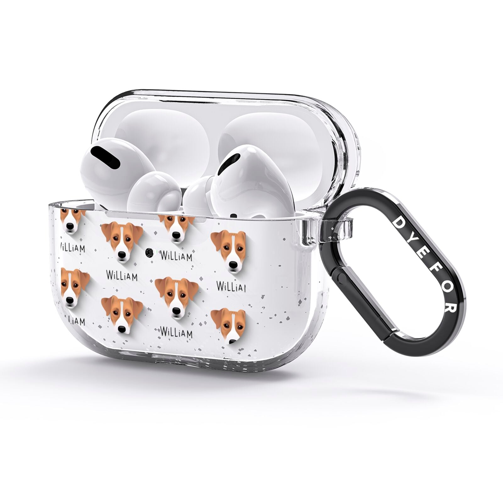 Parson Russell Terrier Icon with Name AirPods Glitter Case 3rd Gen Side Image