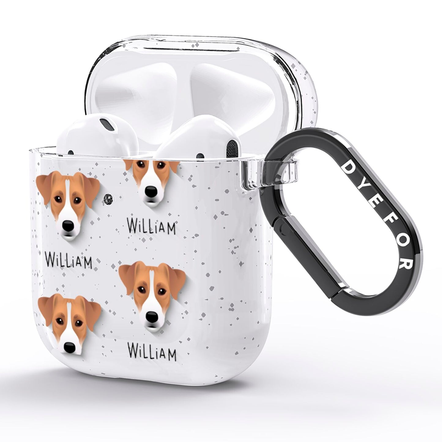 Parson Russell Terrier Icon with Name AirPods Glitter Case Side Image