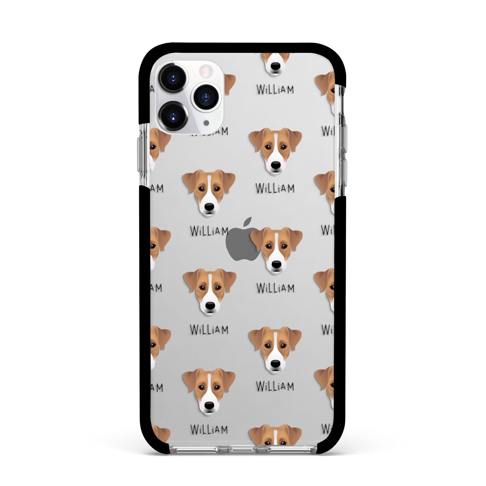 Parson Russell Terrier Icon with Name Apple iPhone 11 Pro Max in Silver with Black Impact Case