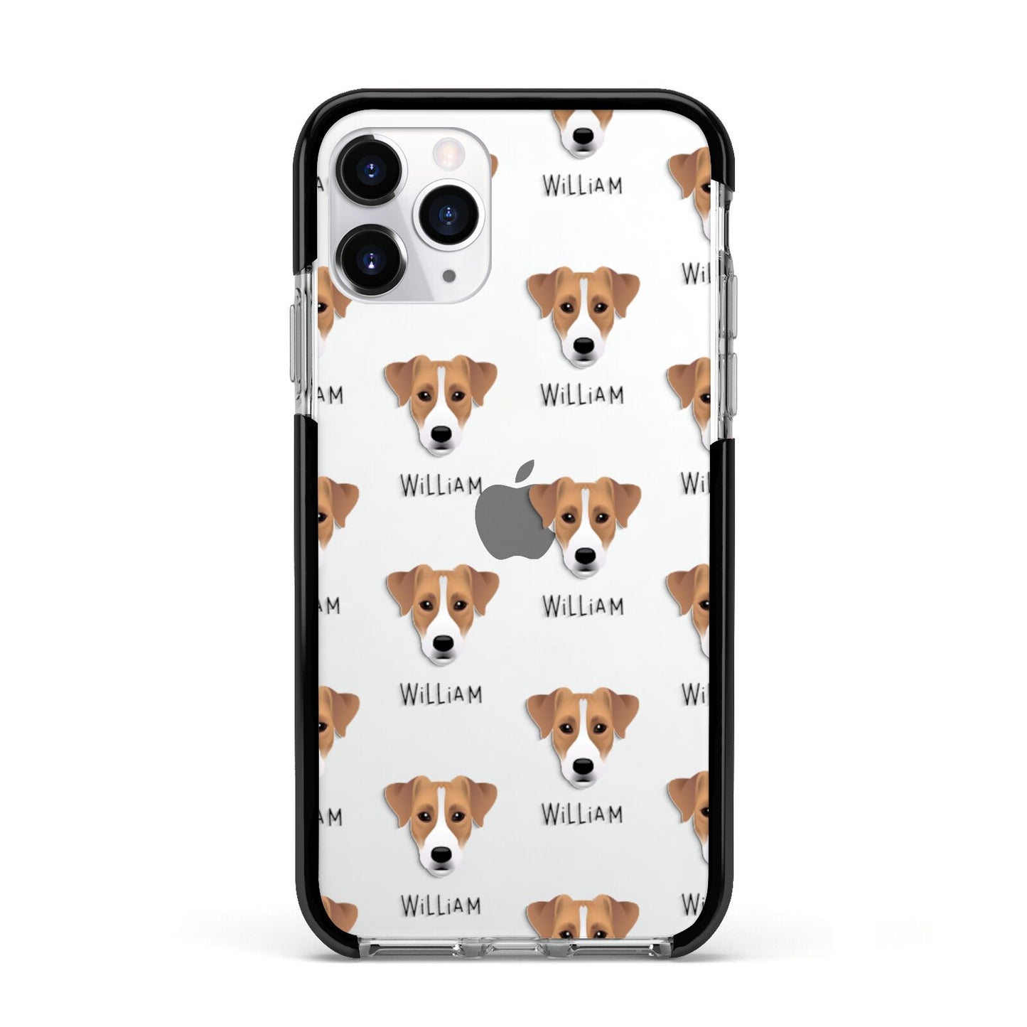 Parson Russell Terrier Icon with Name Apple iPhone 11 Pro in Silver with Black Impact Case