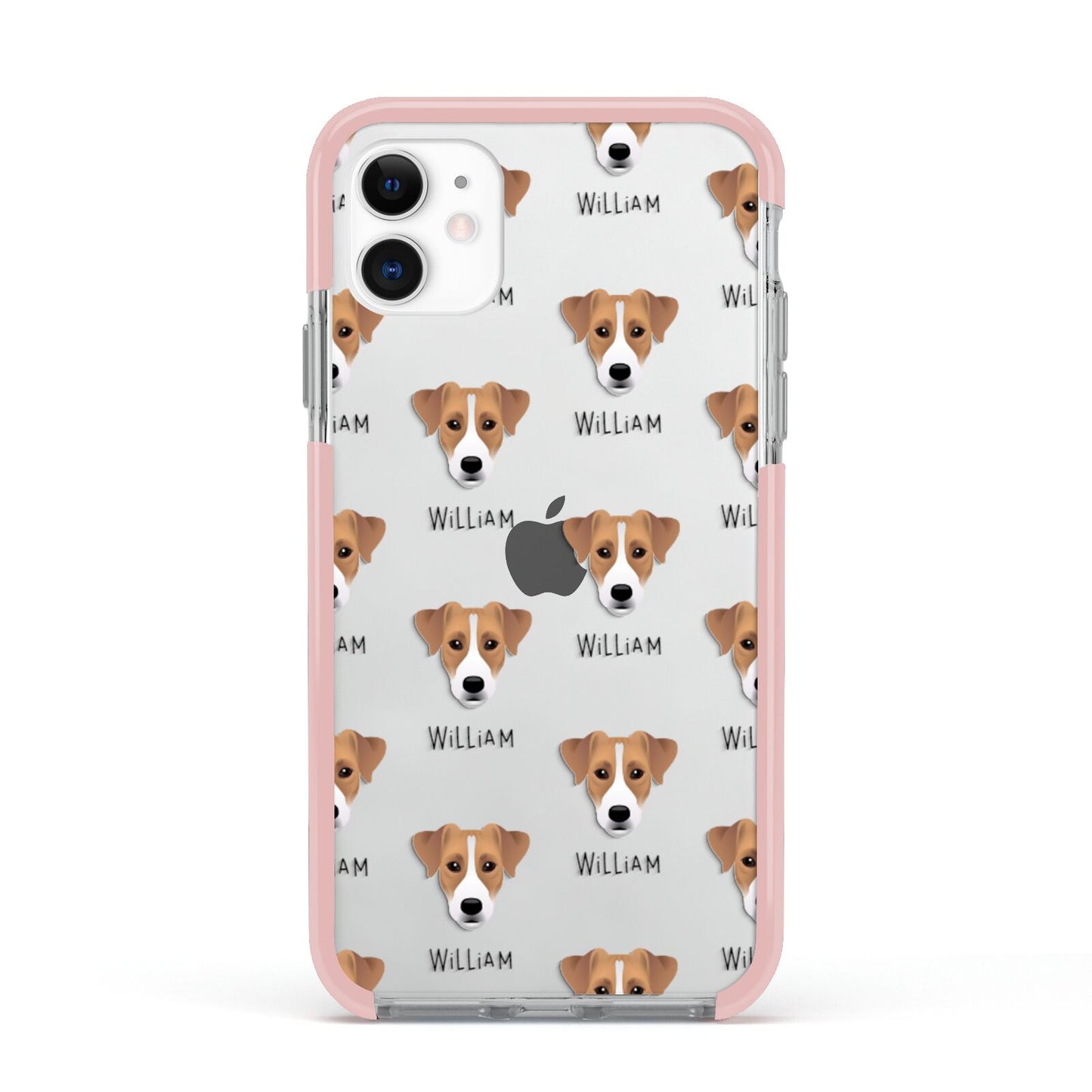 Parson Russell Terrier Icon with Name Apple iPhone 11 in White with Pink Impact Case