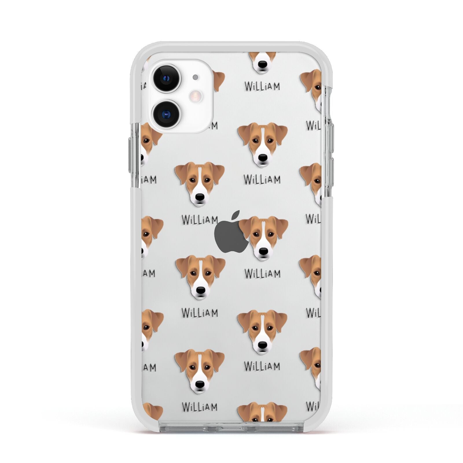 Parson Russell Terrier Icon with Name Apple iPhone 11 in White with White Impact Case