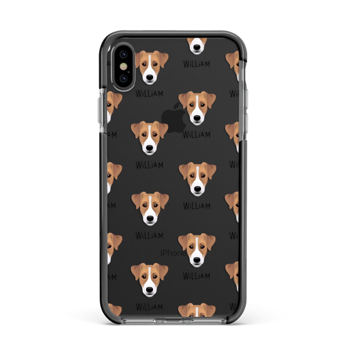 Parson Russell Terrier Icon with Name Apple iPhone Xs Max Impact Case Black Edge on Black Phone