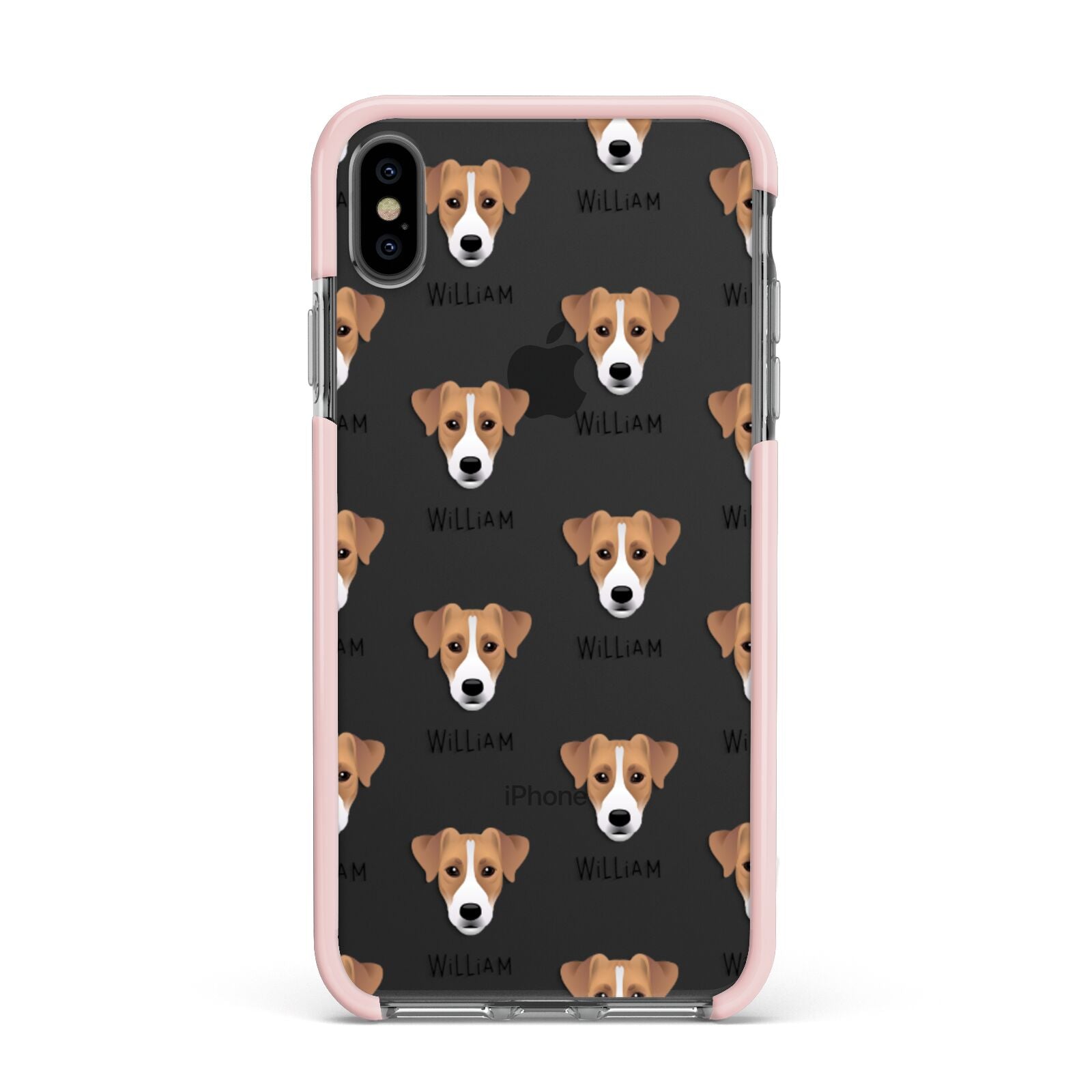Parson Russell Terrier Icon with Name Apple iPhone Xs Max Impact Case Pink Edge on Black Phone