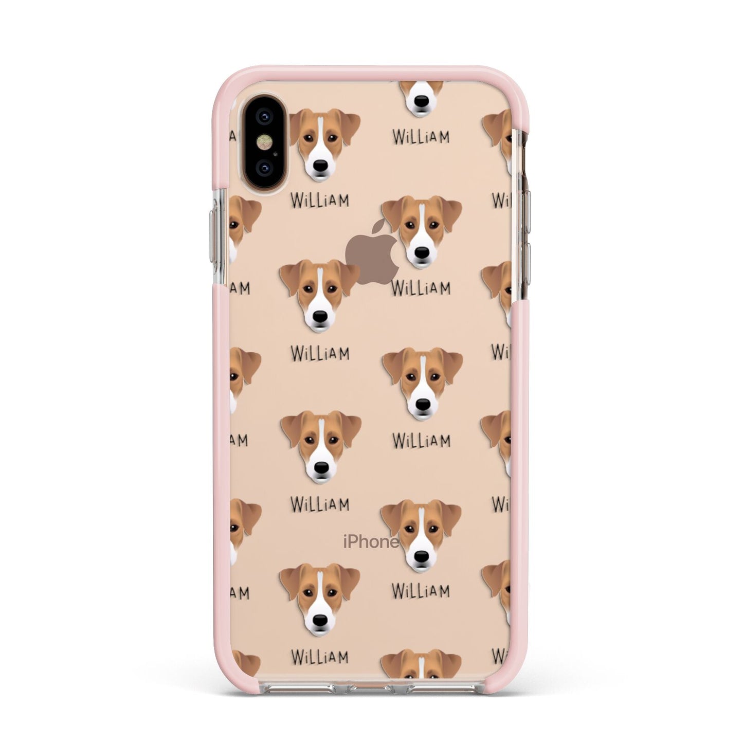 Parson Russell Terrier Icon with Name Apple iPhone Xs Max Impact Case Pink Edge on Gold Phone