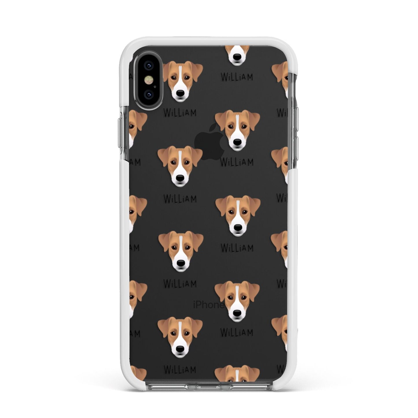 Parson Russell Terrier Icon with Name Apple iPhone Xs Max Impact Case White Edge on Black Phone