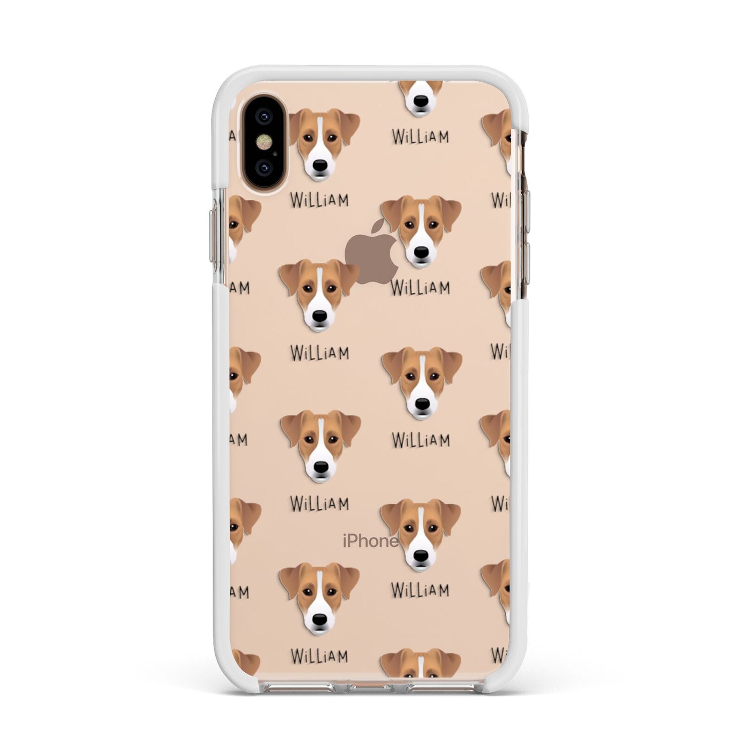 Parson Russell Terrier Icon with Name Apple iPhone Xs Max Impact Case White Edge on Gold Phone