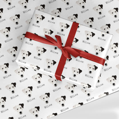 Parson Russell Terrier Icon with Name Custom Wrapping Paper