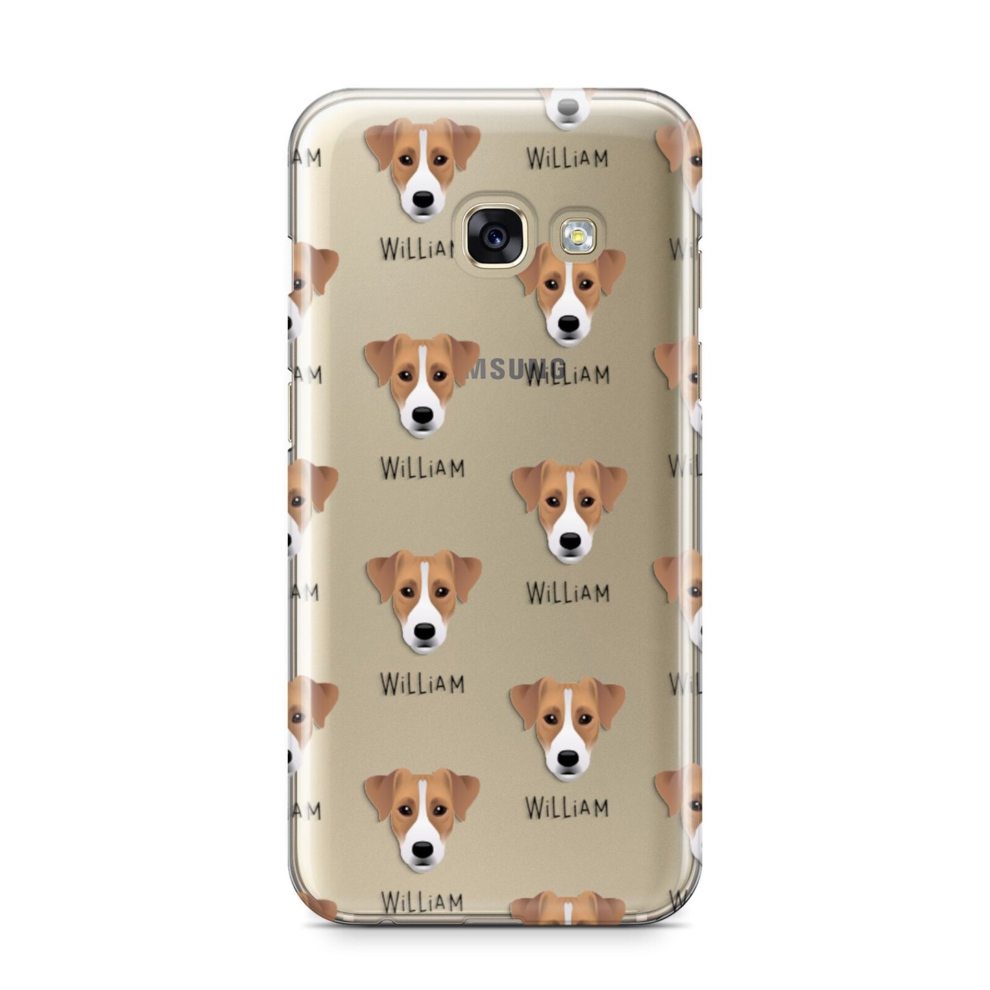 Parson Russell Terrier Icon with Name Samsung Galaxy A3 2017 Case on gold phone
