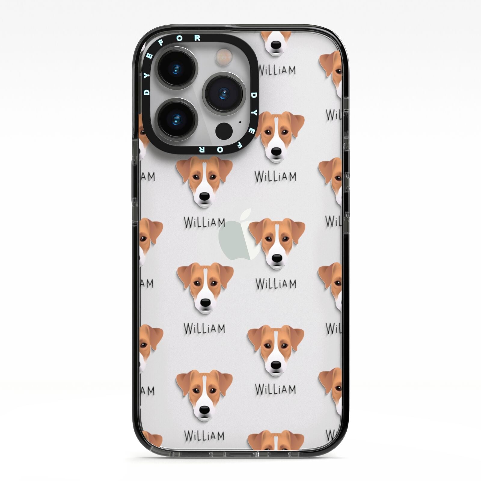Parson Russell Terrier Icon with Name iPhone 13 Pro Black Impact Case on Silver phone