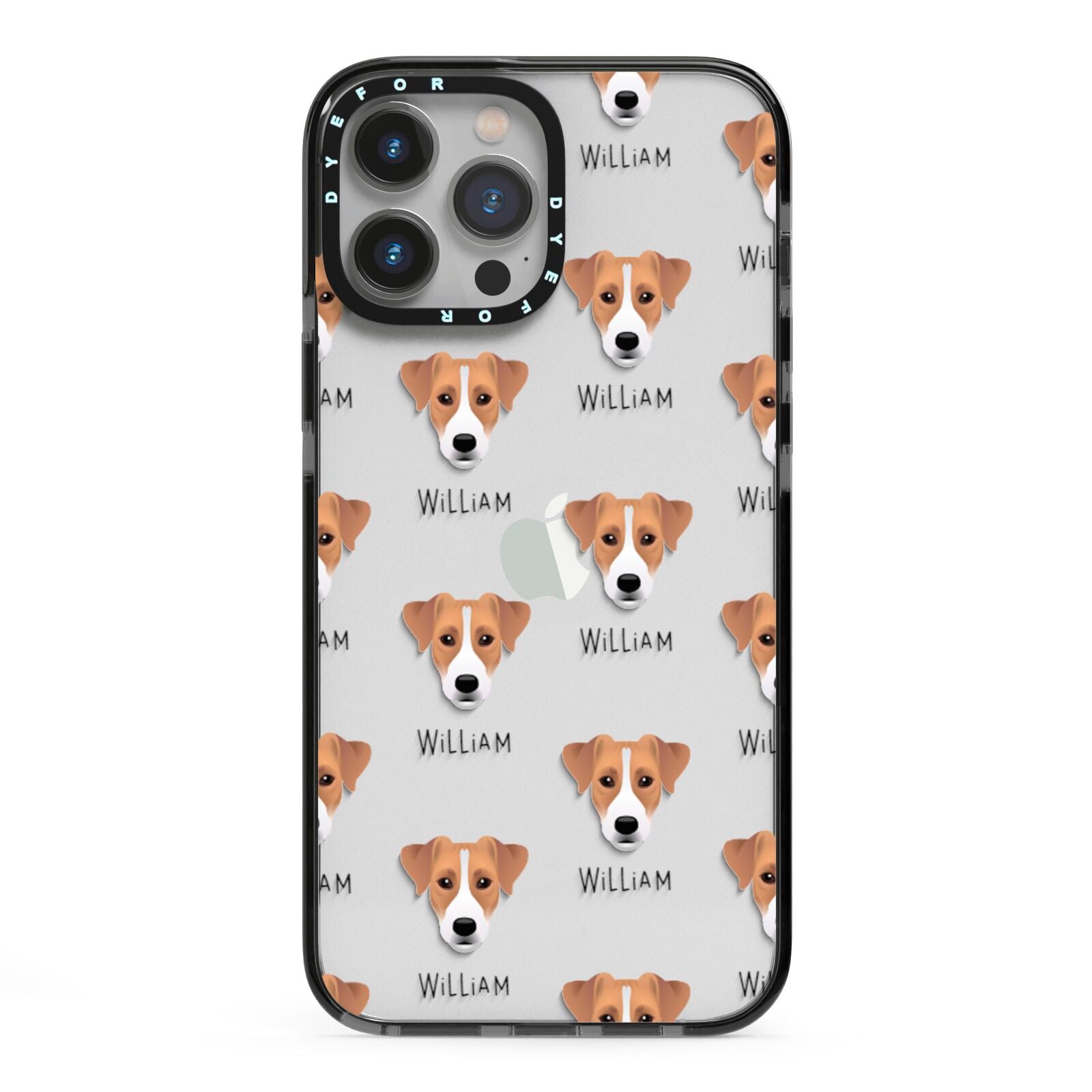 Parson Russell Terrier Icon with Name iPhone 13 Pro Max Black Impact Case on Silver phone