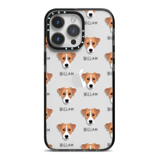 Parson Russell Terrier Icon with Name iPhone 14 Pro Max Black Impact Case on Silver phone