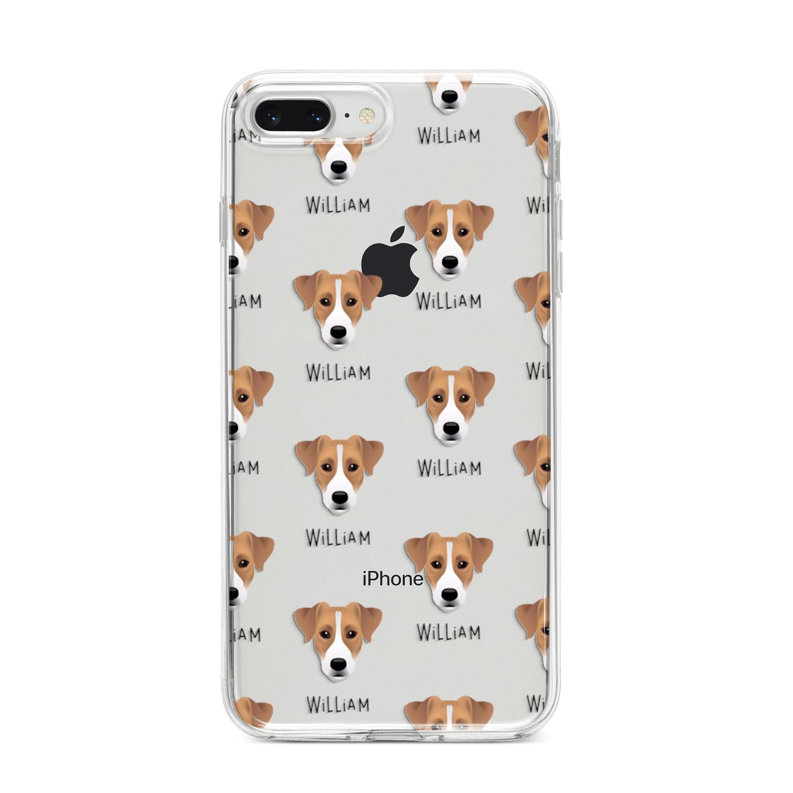 Parson Russell Terrier Icon with Name iPhone 8 Plus Bumper Case on Silver iPhone