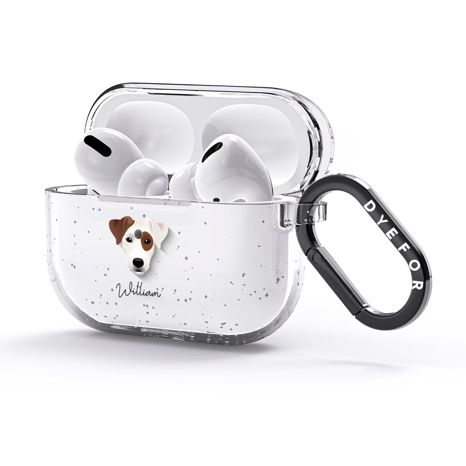 Parson Russell Terrier Personalised AirPods Glitter Case 3rd Gen Side Image