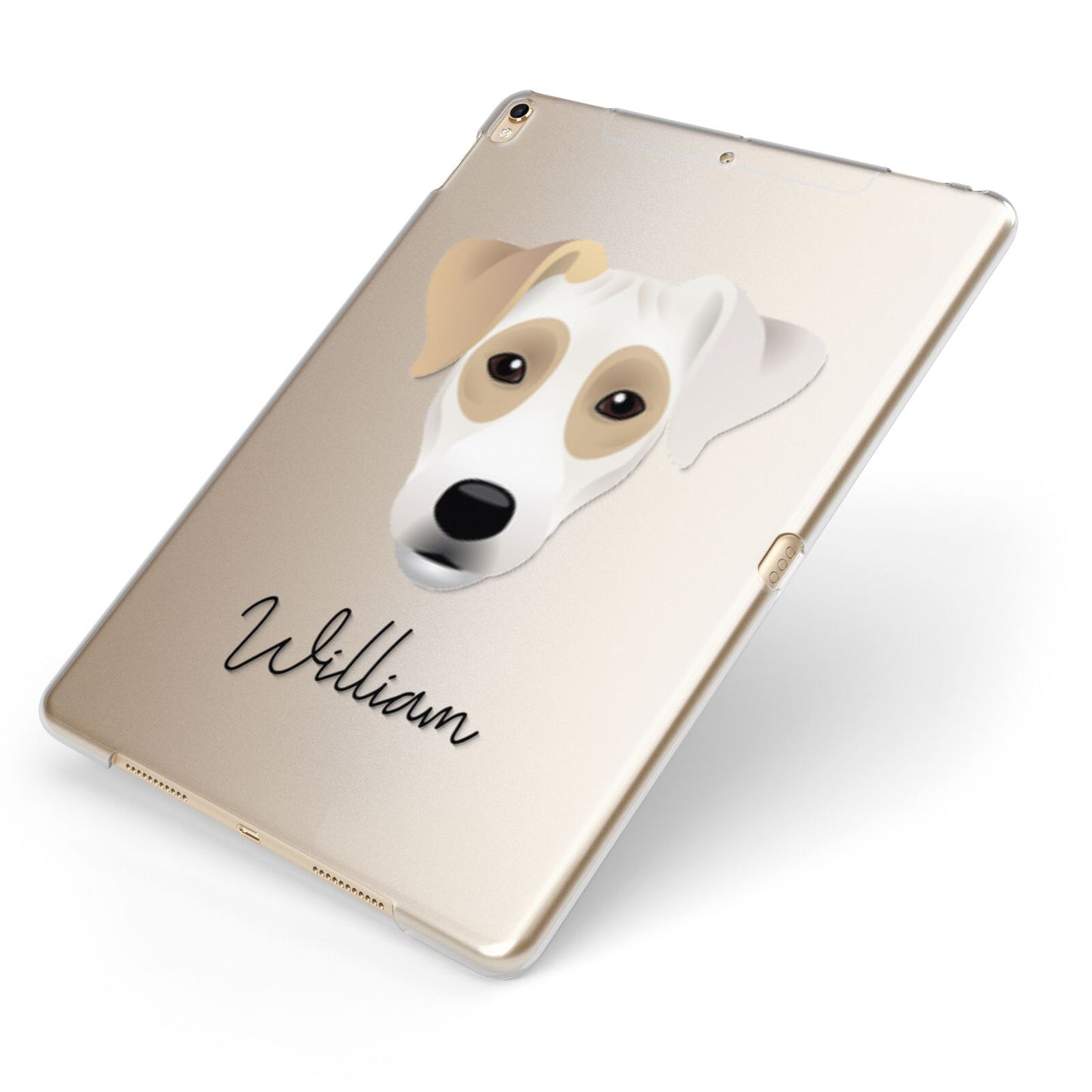 Parson Russell Terrier Personalised Apple iPad Case on Gold iPad Side View