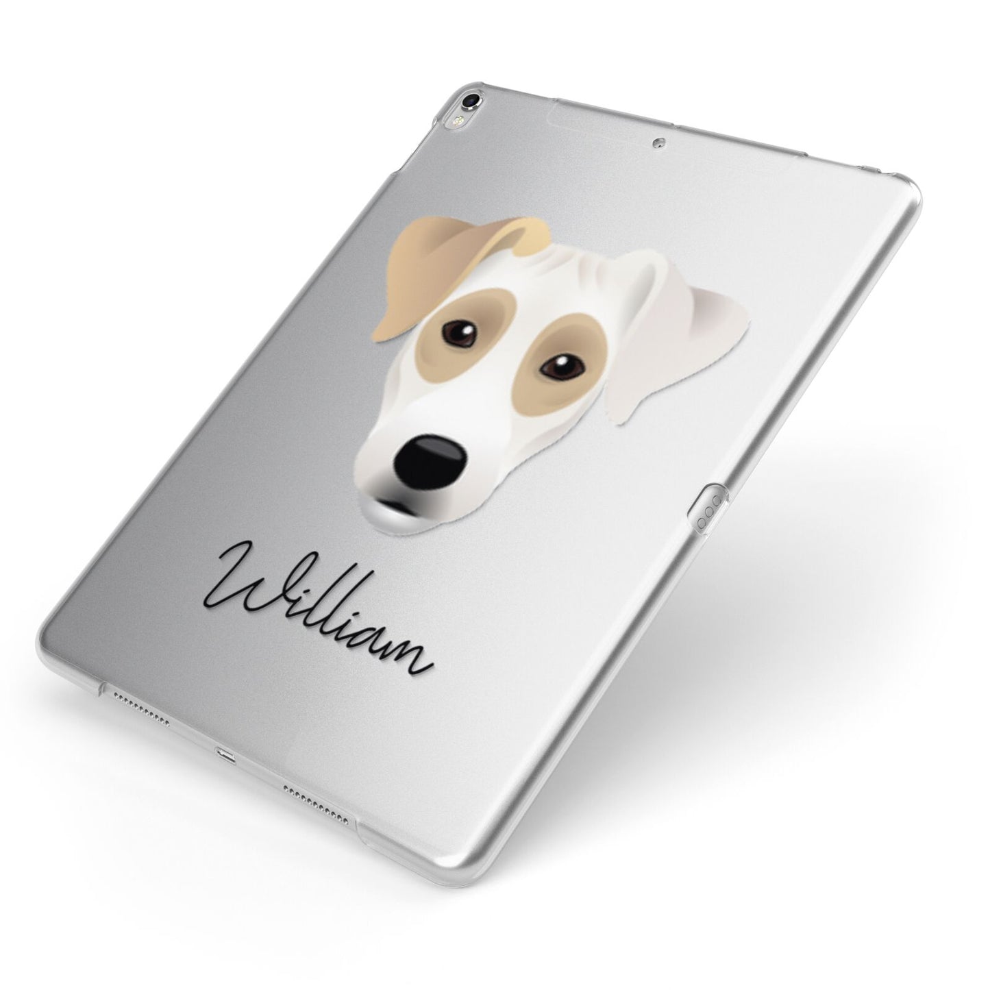 Parson Russell Terrier Personalised Apple iPad Case on Silver iPad Side View