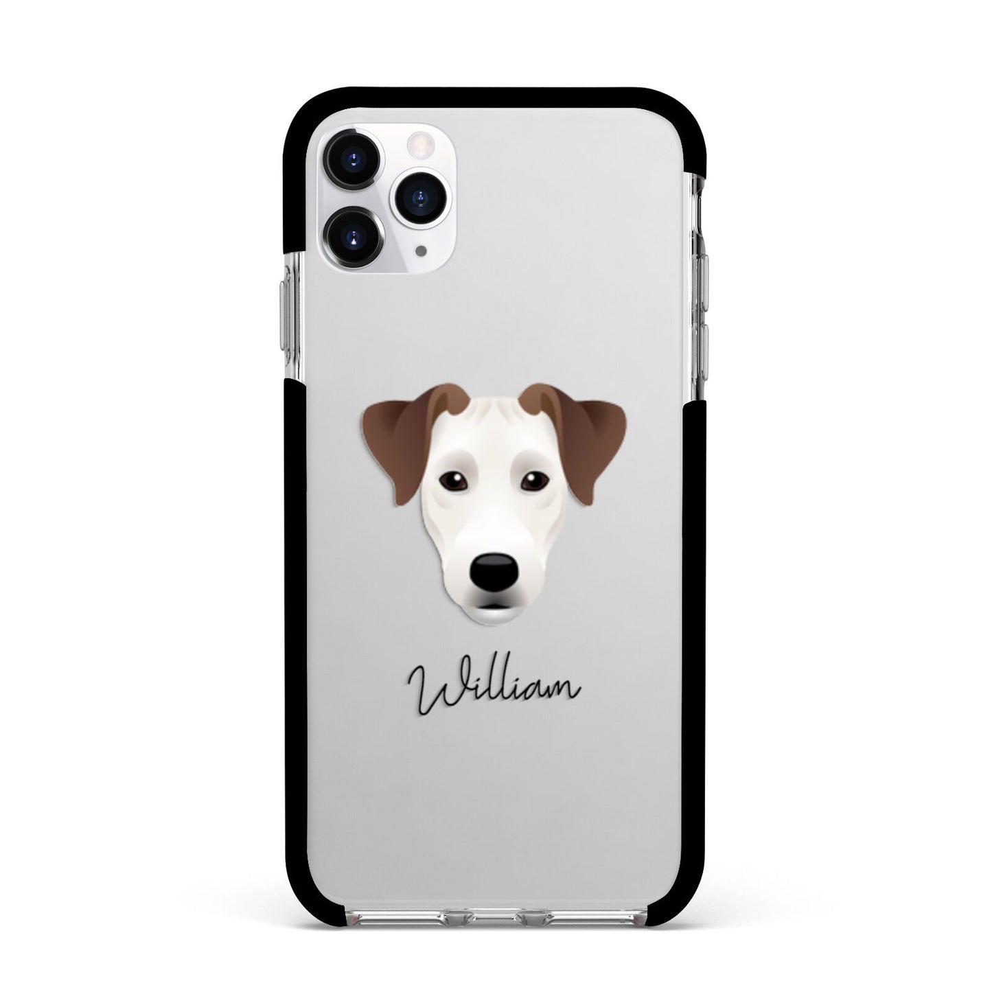 Parson Russell Terrier Personalised Apple iPhone 11 Pro Max in Silver with Black Impact Case