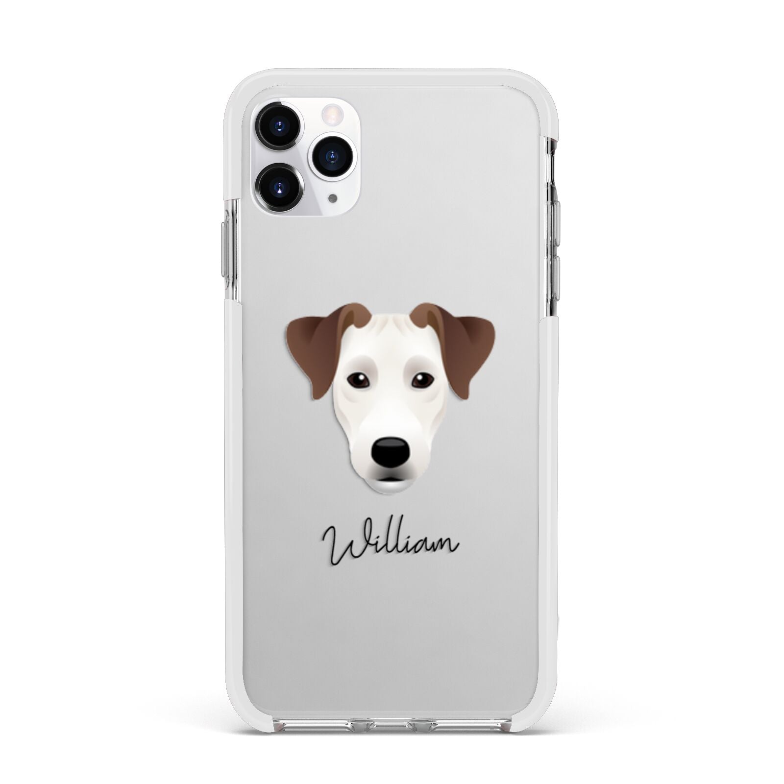 Parson Russell Terrier Personalised Apple iPhone 11 Pro Max in Silver with White Impact Case