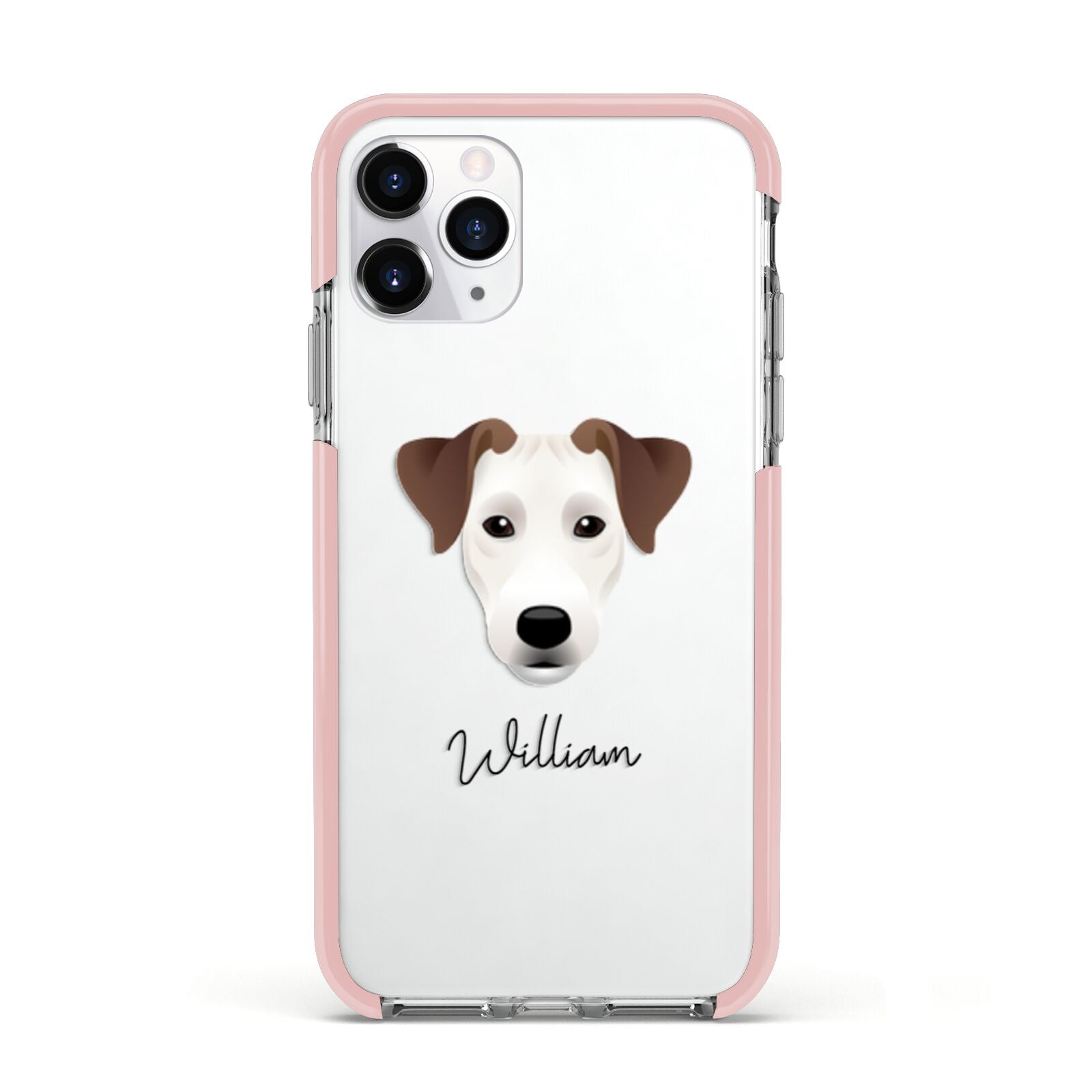 Parson Russell Terrier Personalised Apple iPhone 11 Pro in Silver with Pink Impact Case