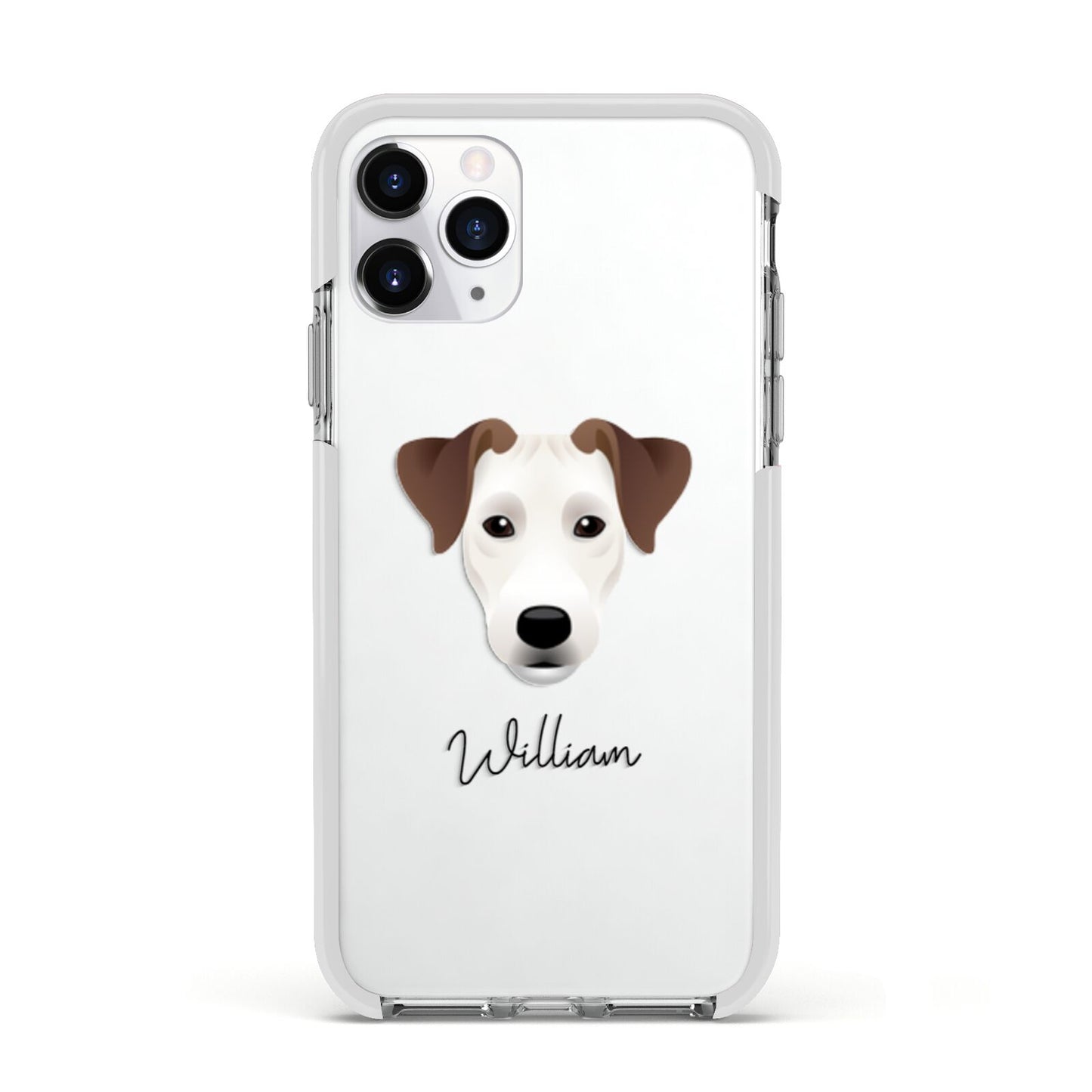 Parson Russell Terrier Personalised Apple iPhone 11 Pro in Silver with White Impact Case