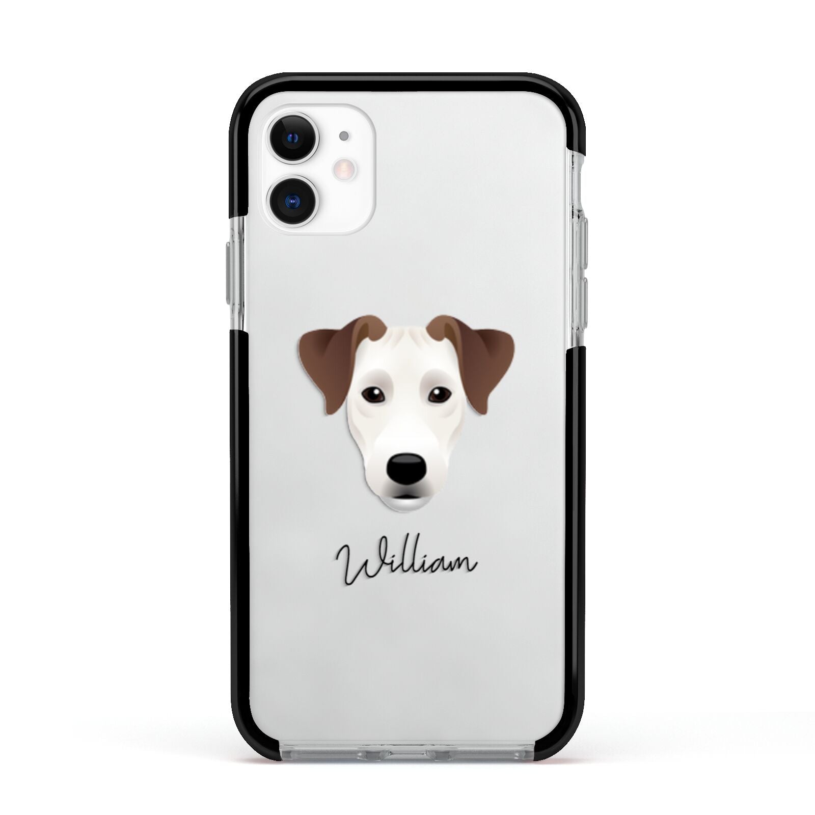 Parson Russell Terrier Personalised Apple iPhone 11 in White with Black Impact Case