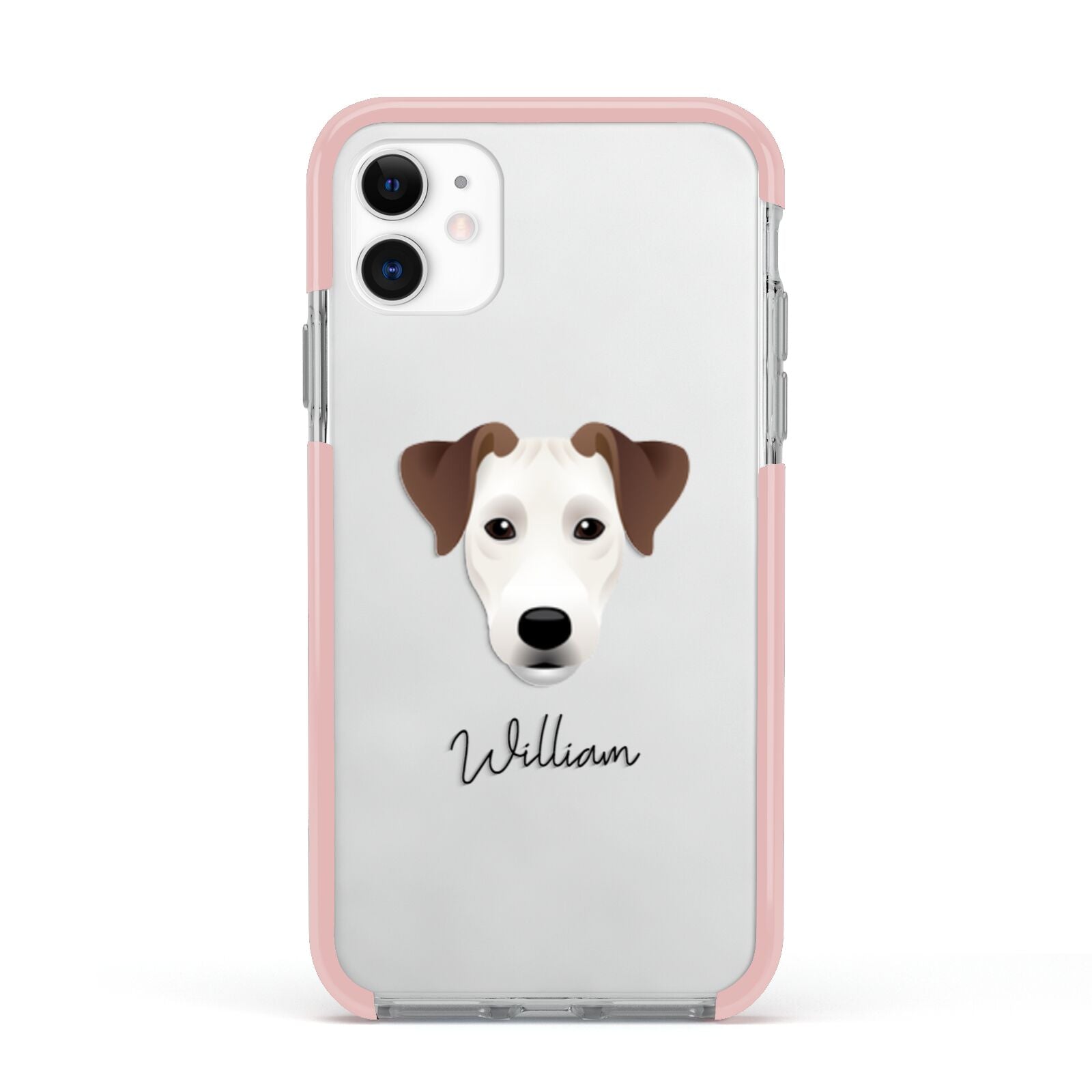 Parson Russell Terrier Personalised Apple iPhone 11 in White with Pink Impact Case