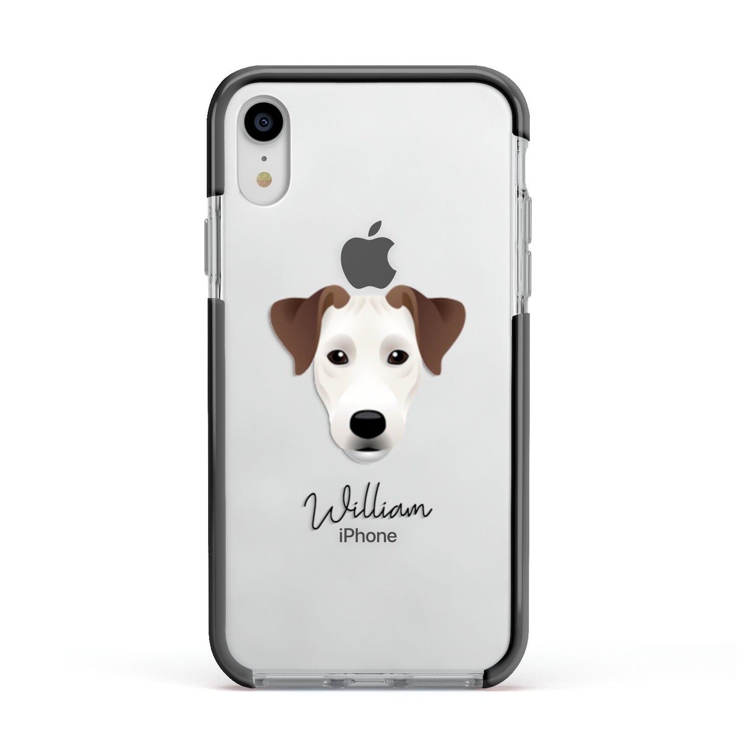 Parson Russell Terrier Personalised Apple iPhone XR Impact Case Black Edge on Silver Phone
