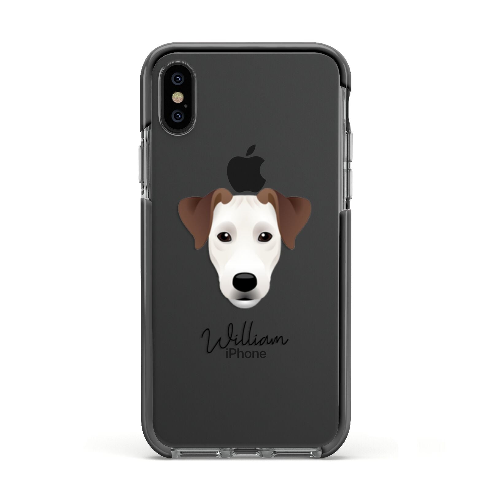 Parson Russell Terrier Personalised Apple iPhone Xs Impact Case Black Edge on Black Phone