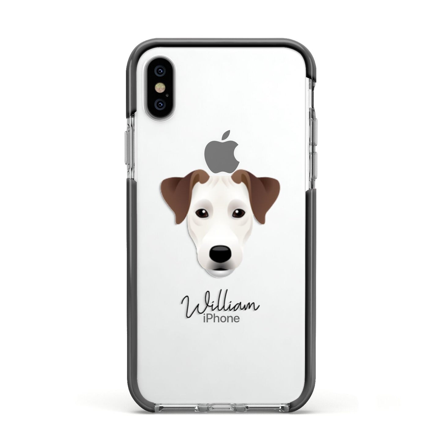 Parson Russell Terrier Personalised Apple iPhone Xs Impact Case Black Edge on Silver Phone