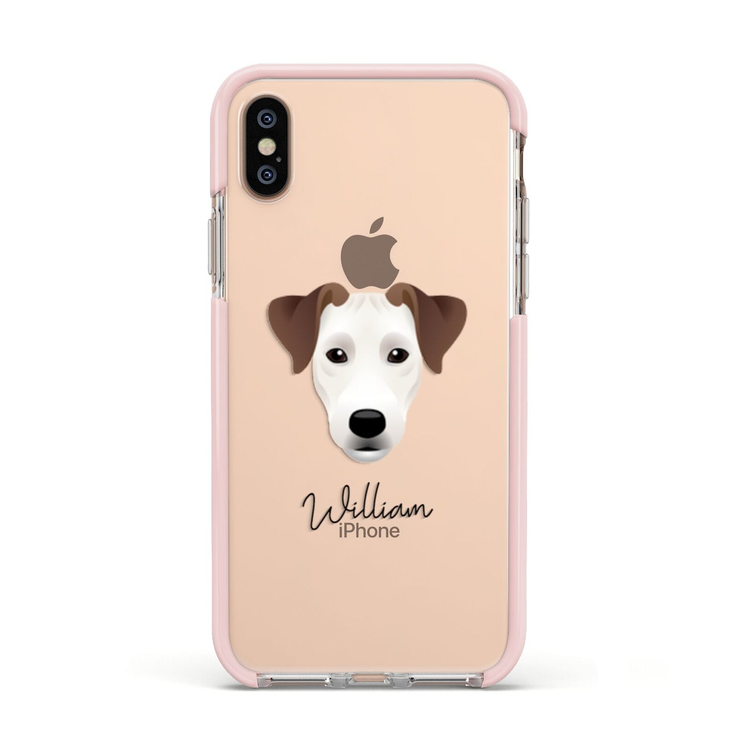 Parson Russell Terrier Personalised Apple iPhone Xs Impact Case Pink Edge on Gold Phone