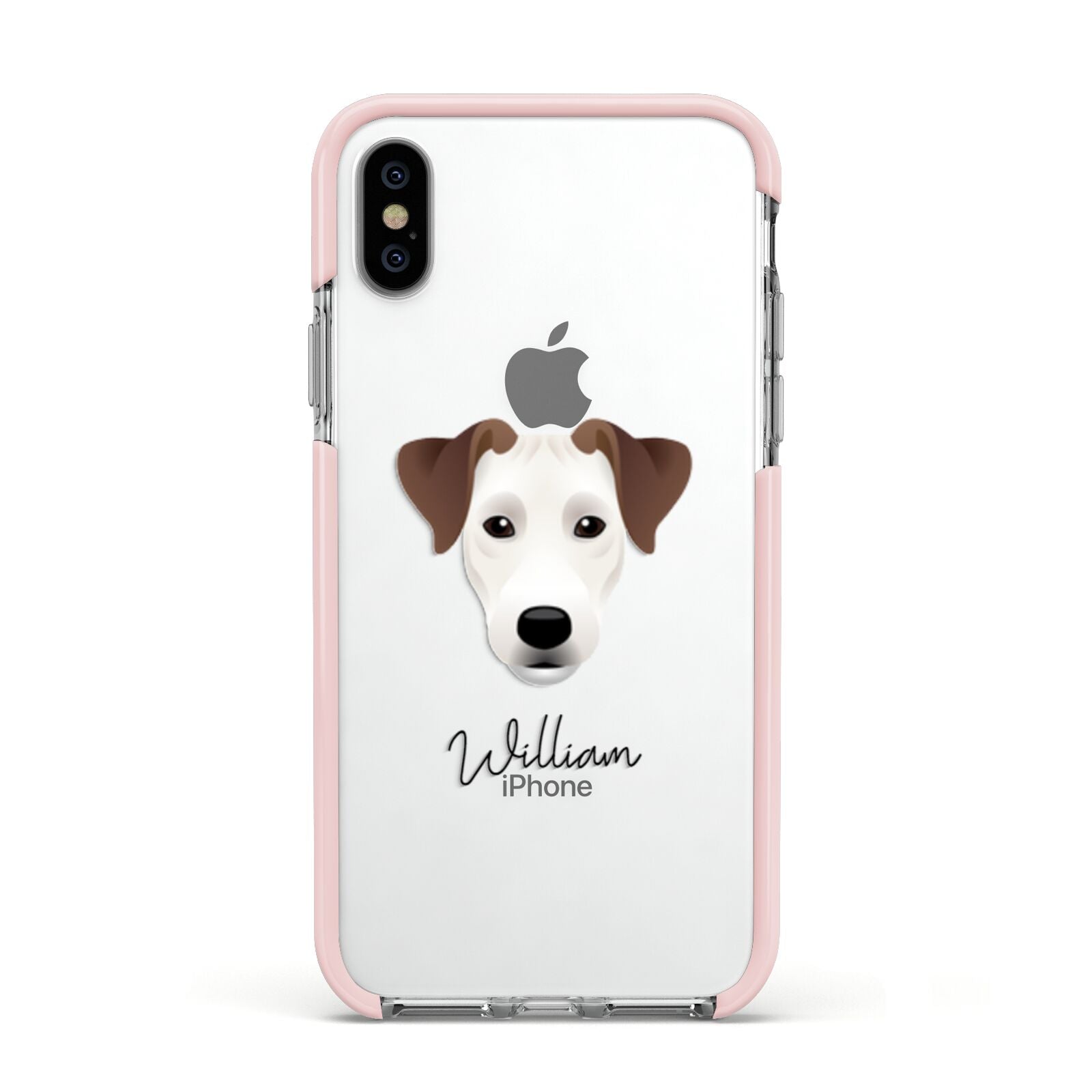 Parson Russell Terrier Personalised Apple iPhone Xs Impact Case Pink Edge on Silver Phone
