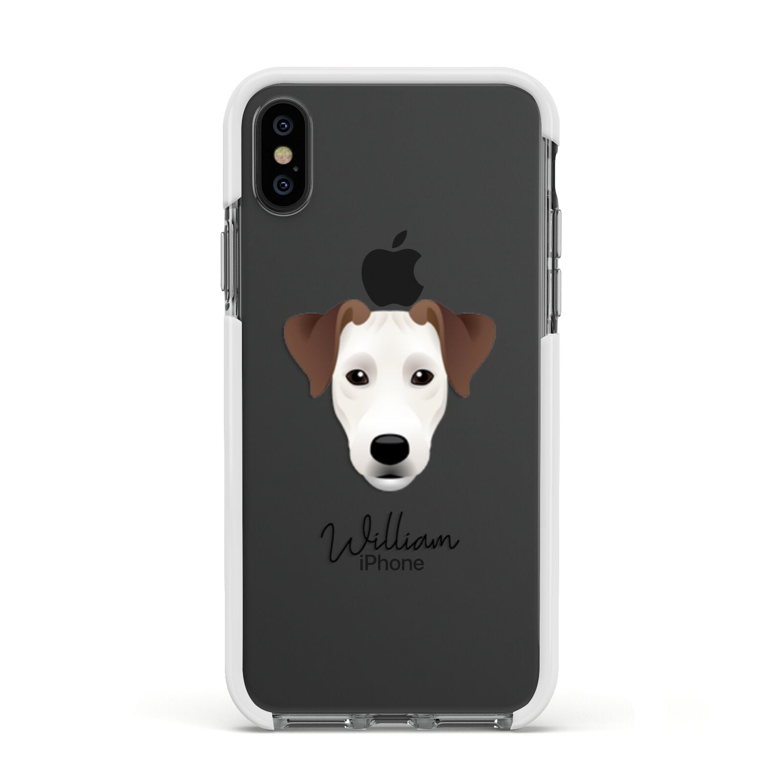 Parson Russell Terrier Personalised Apple iPhone Xs Impact Case White Edge on Black Phone