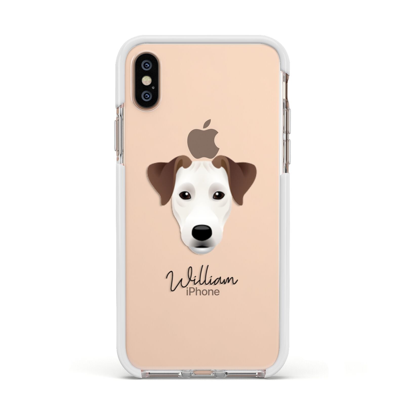 Parson Russell Terrier Personalised Apple iPhone Xs Impact Case White Edge on Gold Phone