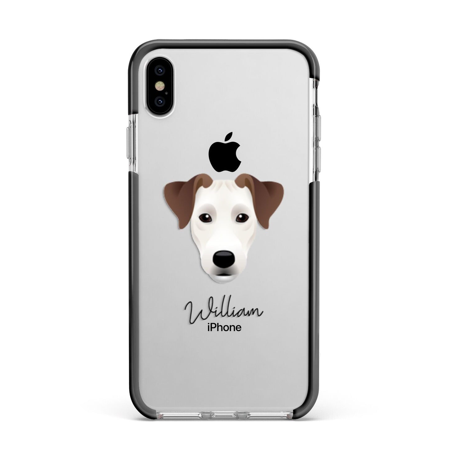 Parson Russell Terrier Personalised Apple iPhone Xs Max Impact Case Black Edge on Silver Phone