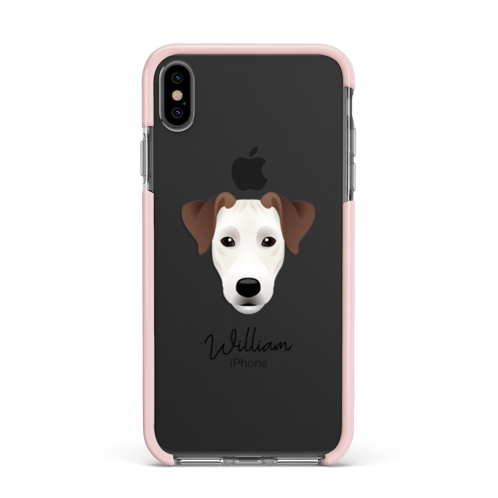 Parson Russell Terrier Personalised Apple iPhone Xs Max Impact Case Pink Edge on Black Phone