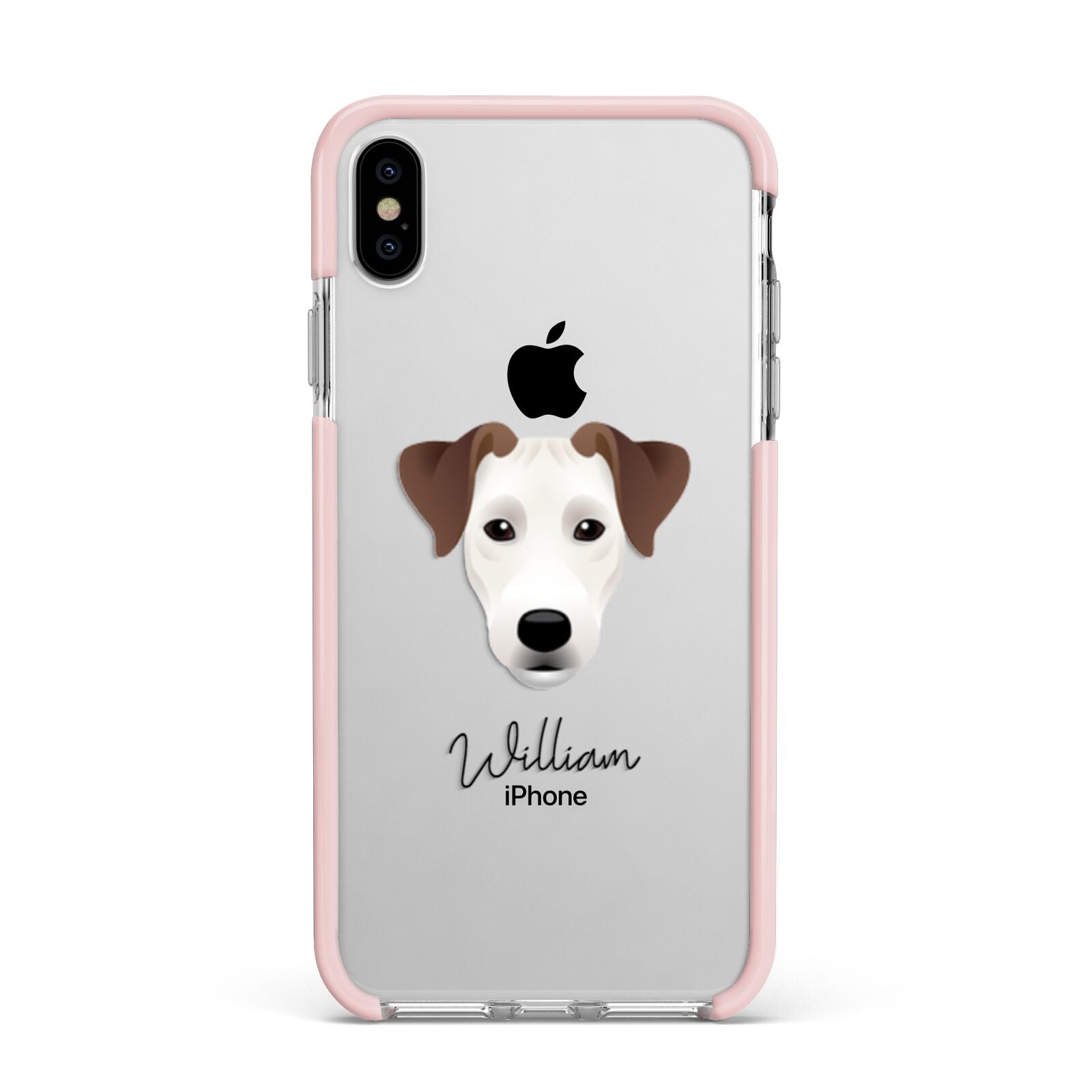 Parson Russell Terrier Personalised Apple iPhone Xs Max Impact Case Pink Edge on Silver Phone