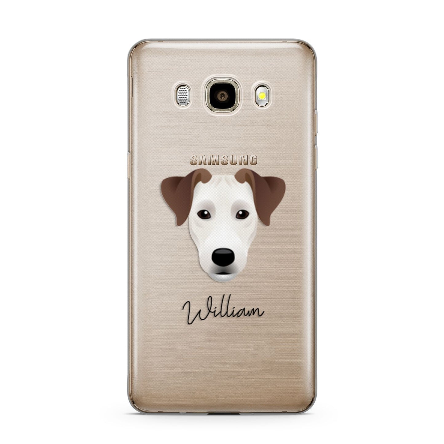 Parson Russell Terrier Personalised Samsung Galaxy J7 2016 Case on gold phone