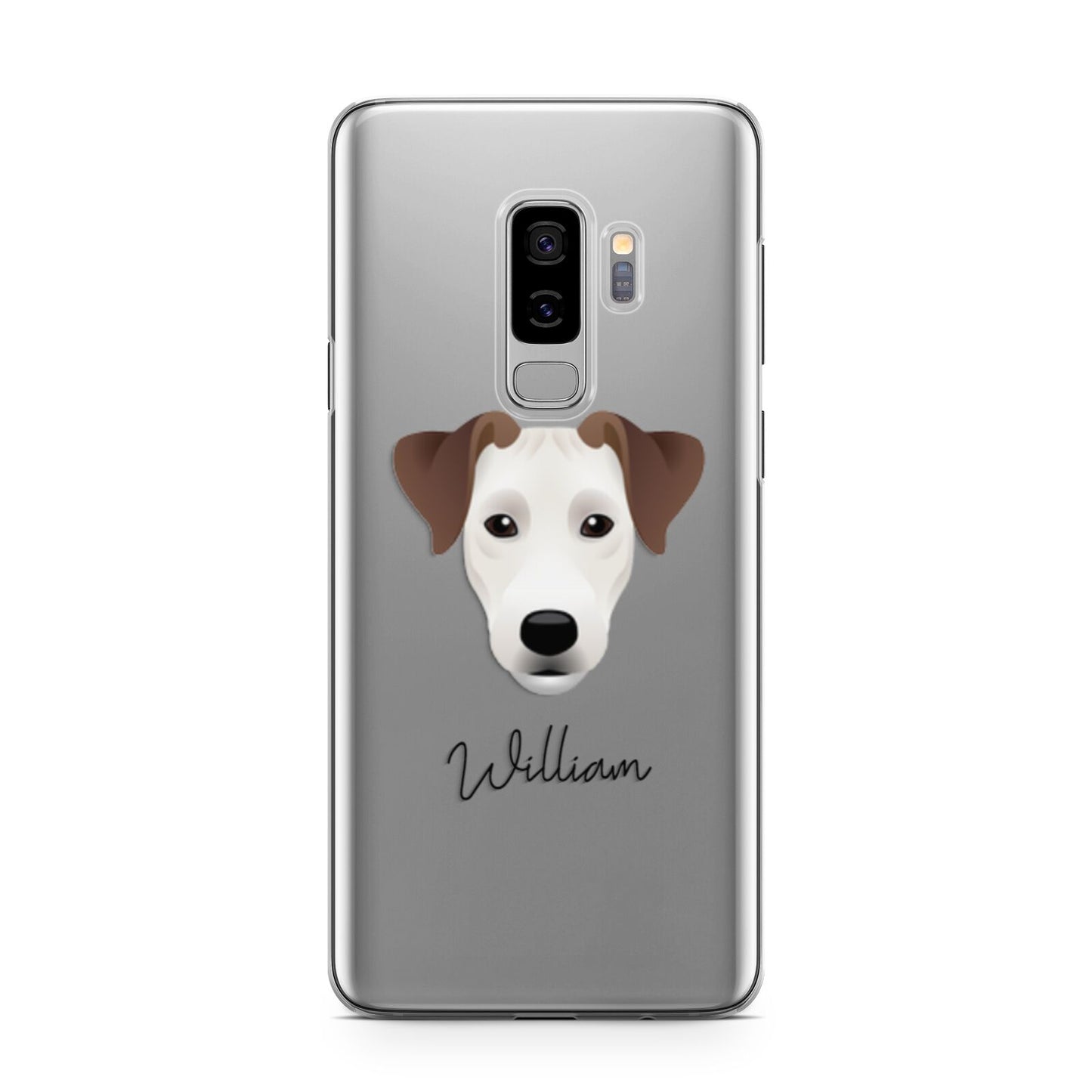 Parson Russell Terrier Personalised Samsung Galaxy S9 Plus Case on Silver phone